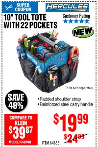 View 10 in. Tool Tote with 22 Pockets