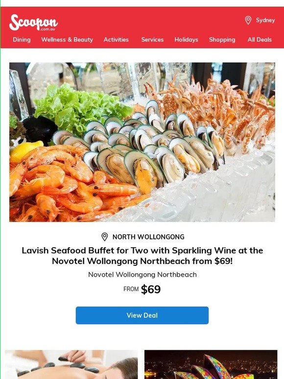 Scoopon Seafood Buffet & Sparkling at Novotel Wollongong Northbeach