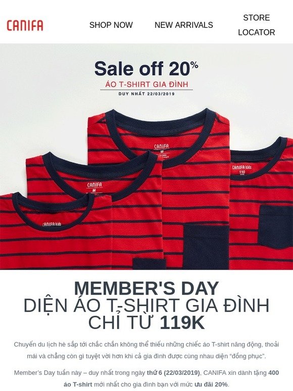 Member's Day - Diện áo T-shirt gia đình chỉ từ 119K