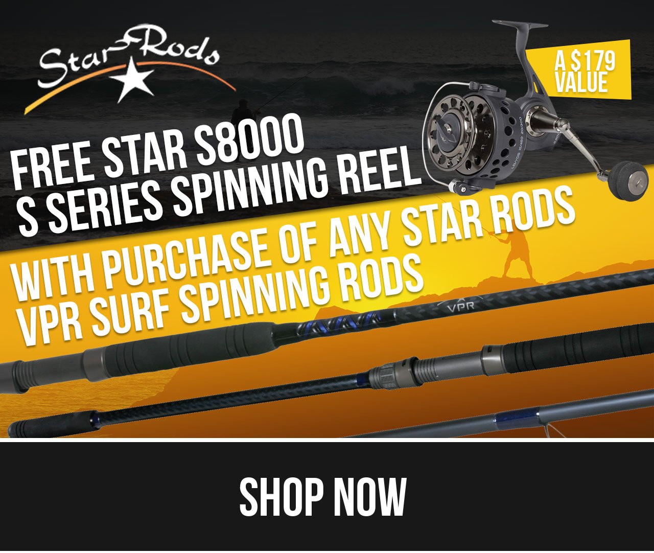 Tackle Direct: 🚨 Get a FREE Star S8000 Reel with Any Star Rods VPR Surf Spinning  Rod Purchase