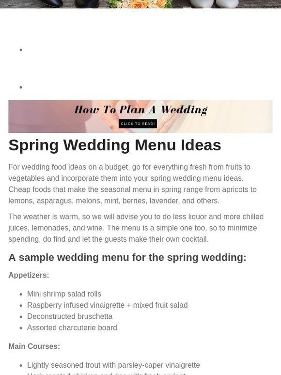 Posts from Top Wedding Menu Ideas In 2019 And Tips On Saving Money for 03/21/2019
