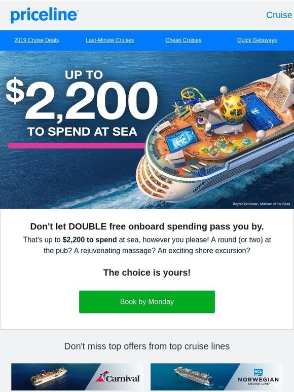 priceline cruise onboard credit