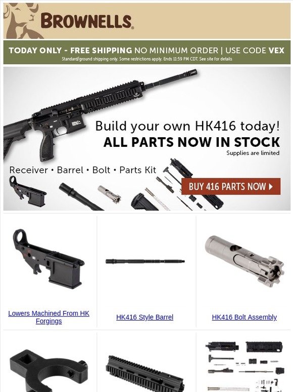 Brownells: Free Shipping - No Minimum! Plus Build your own HK416! | Milled