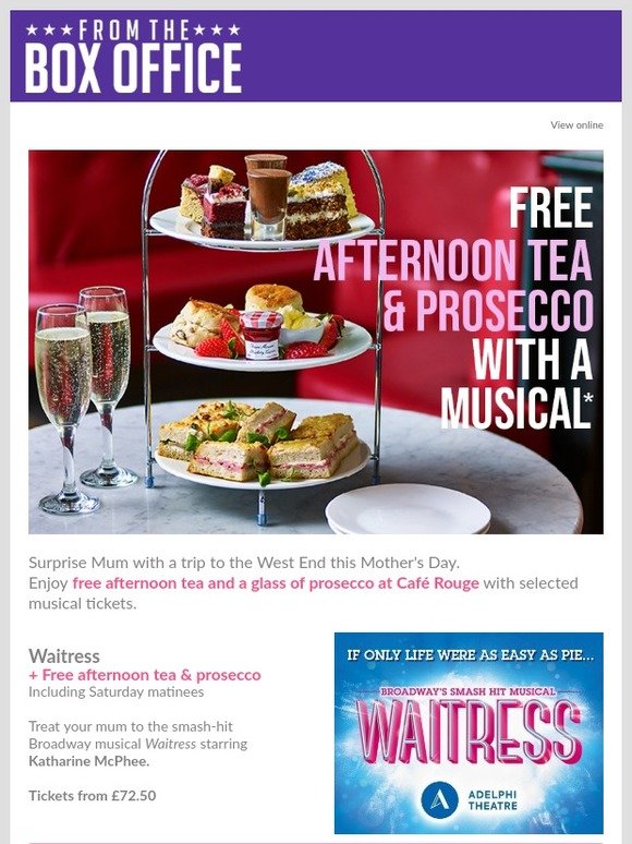 Free afternoon tea & prosecco with a show 🍰🥂