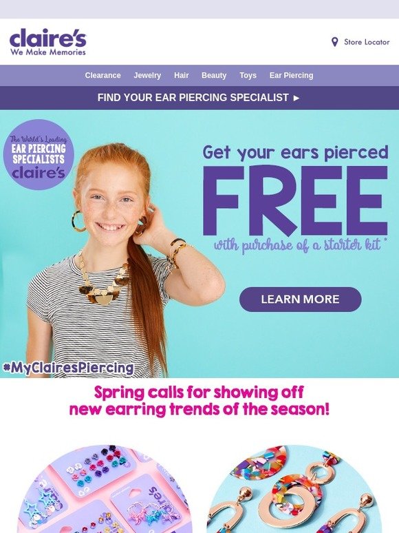 claires boutique ear piercing