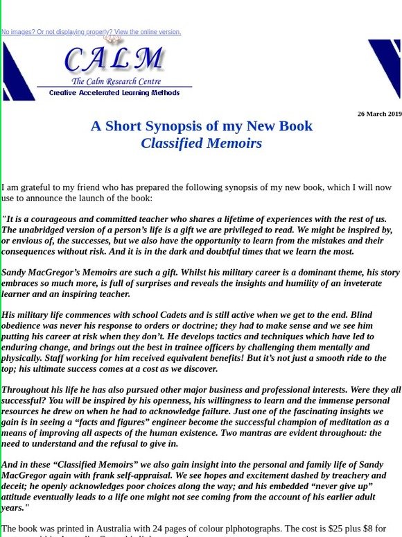 Hello -My new book - Classified Memoirs