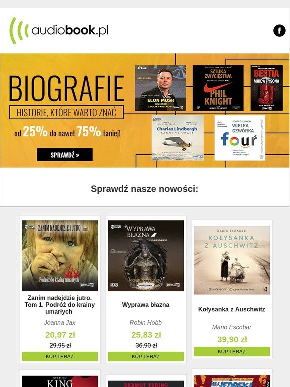 Biografie od 25% do nawet 75% taniej! Sprawdź!
