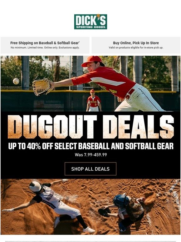 Dick's Sporting Goods Dugout Deals = Up to 40 Off Select Baseball