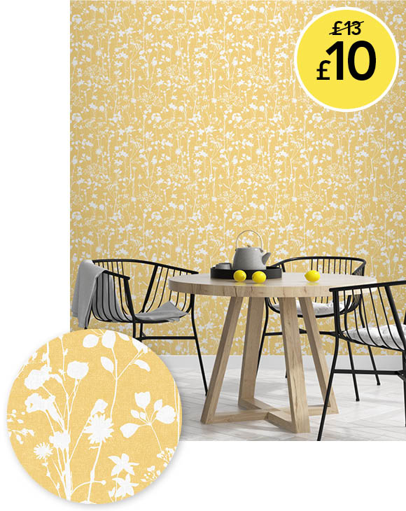 Yellow Scandi Leaf Wallpaper Floral Flower Geometric Nature Leaves Arthouse  VIP