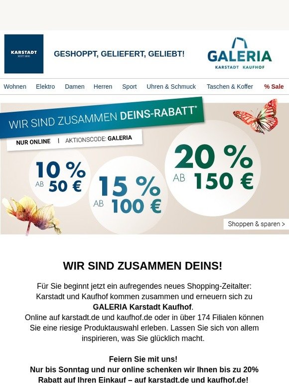 Karstadt Online Shop 💙 Endlich vereint GALERIA Karstadt Kaufhof! 💚