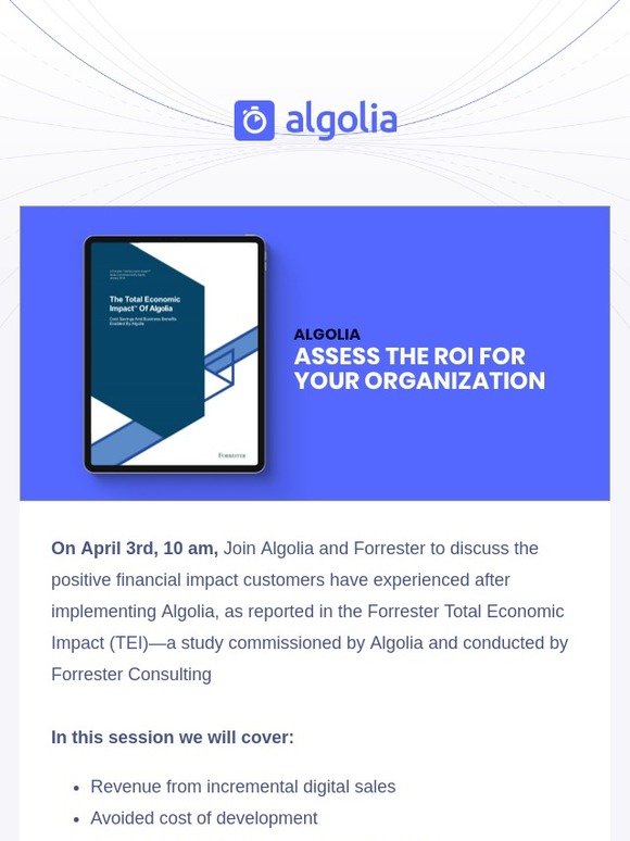 [webinar] Cost savings and business benefits enabled by Algolia