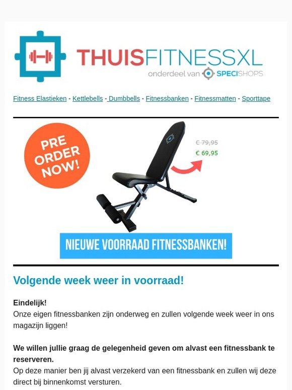 Profiteer van deze Pre-order! Fitnessbank X-1 SALE >> Gratis verzending