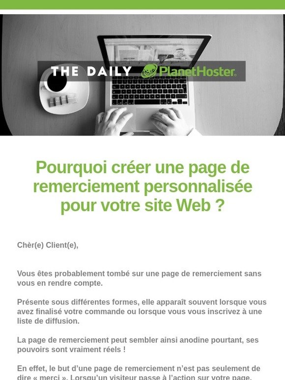 Avez-vous pensé à une page de remerciement personnalisée pour votre site Web ?