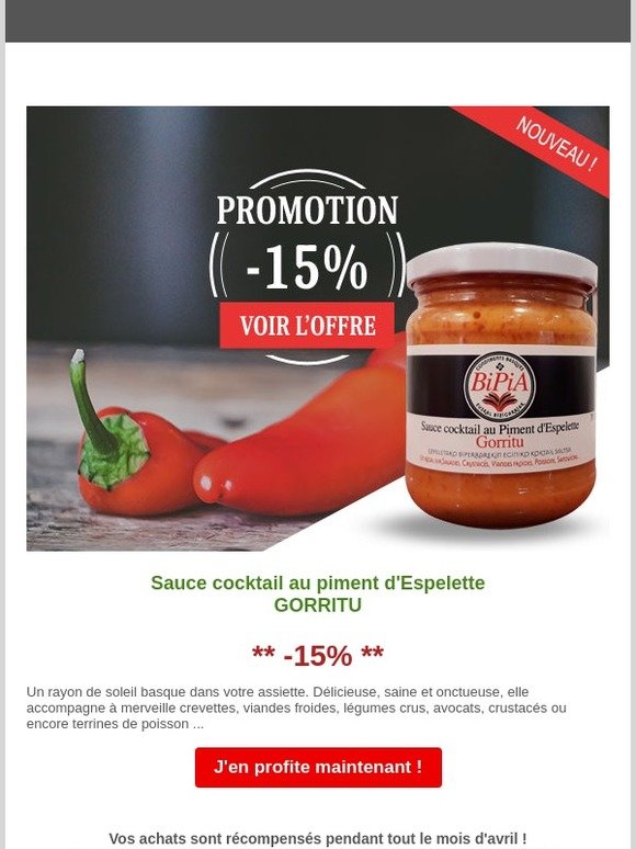 Nouveauté BiPiA - Sauce cocktail au piment d'Espelette