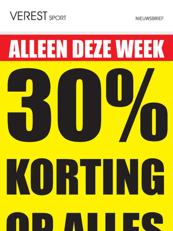 ALLEEN DEZE WEEK: 30% KORTING OP ALLES!
