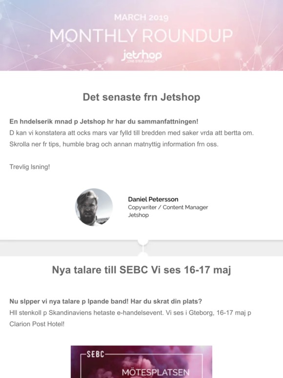Jetshop Newsletter – March 2019