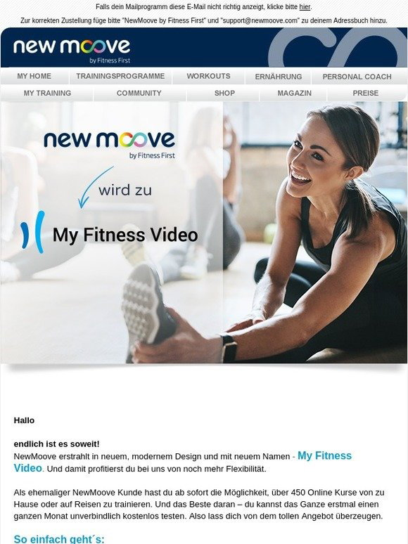 Newmoove Dein Online Fitness Studio Online Training Mit My Fitness Video Milled