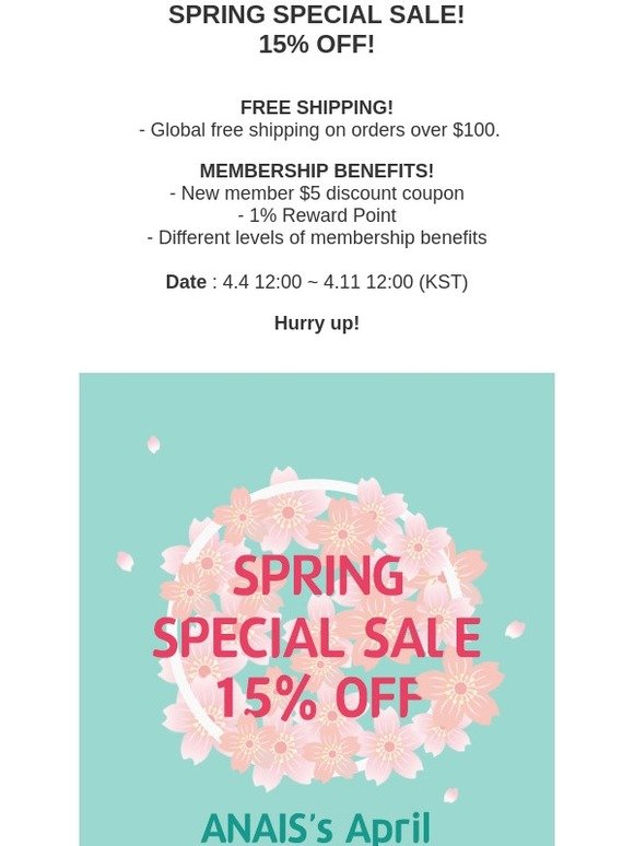 [ANAIS] SPRING SPECIAL SALE! 15% OFF!