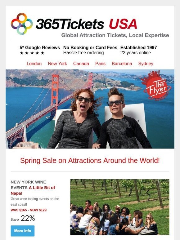 Spring Sale on Tickets in NYC, Vegas, London and more!