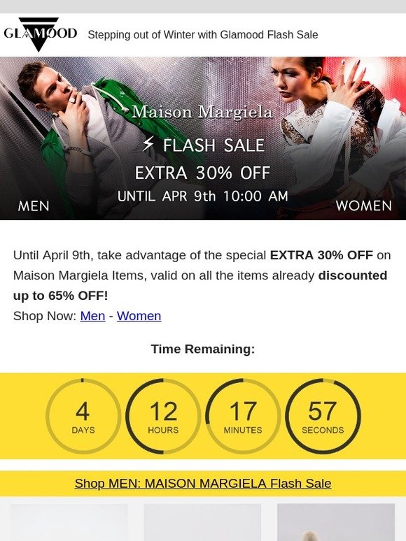 ⚡ MAISON MARGIELA FLASH SALE: Extra 30% Off on all the items already discounted up to 65%