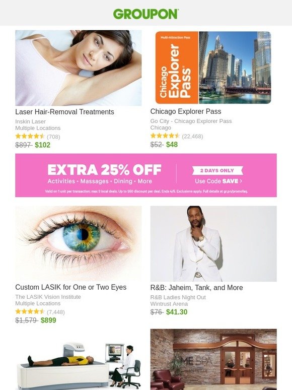 Groupon Za Laser Hair Removal Treatments Chicago Explorer Pass Custom Lasik For One Or Two Eyes Milled