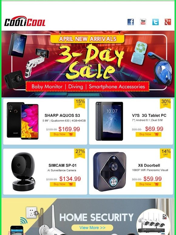Spring New Adventures: $169.99 Sharp Aquos S3, Home Security + Outdoor Diving Equipment & More