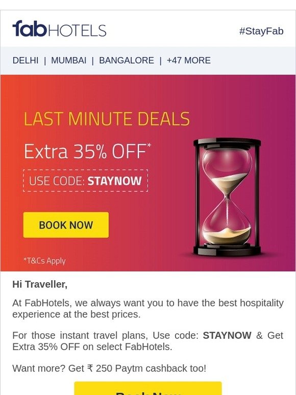 An offer for last-minute travel plans!