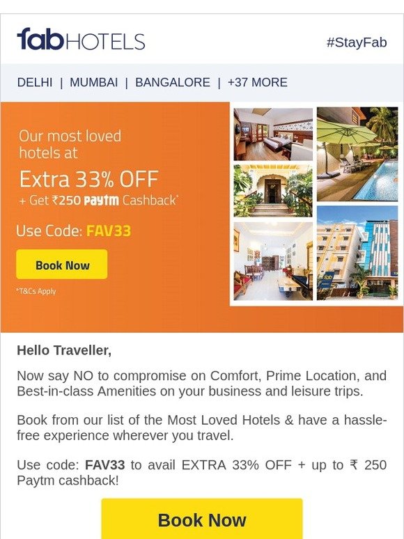Enjoy a Fab Stay at rock-bottom prices!