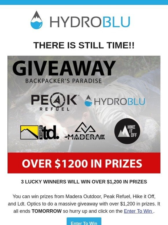 Hurry up! Our $1,200 giveaway is almost over!