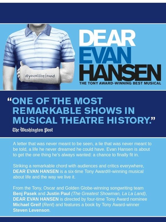 Tickets Now On Sale for DEAR EVAN HANSEN LONDON