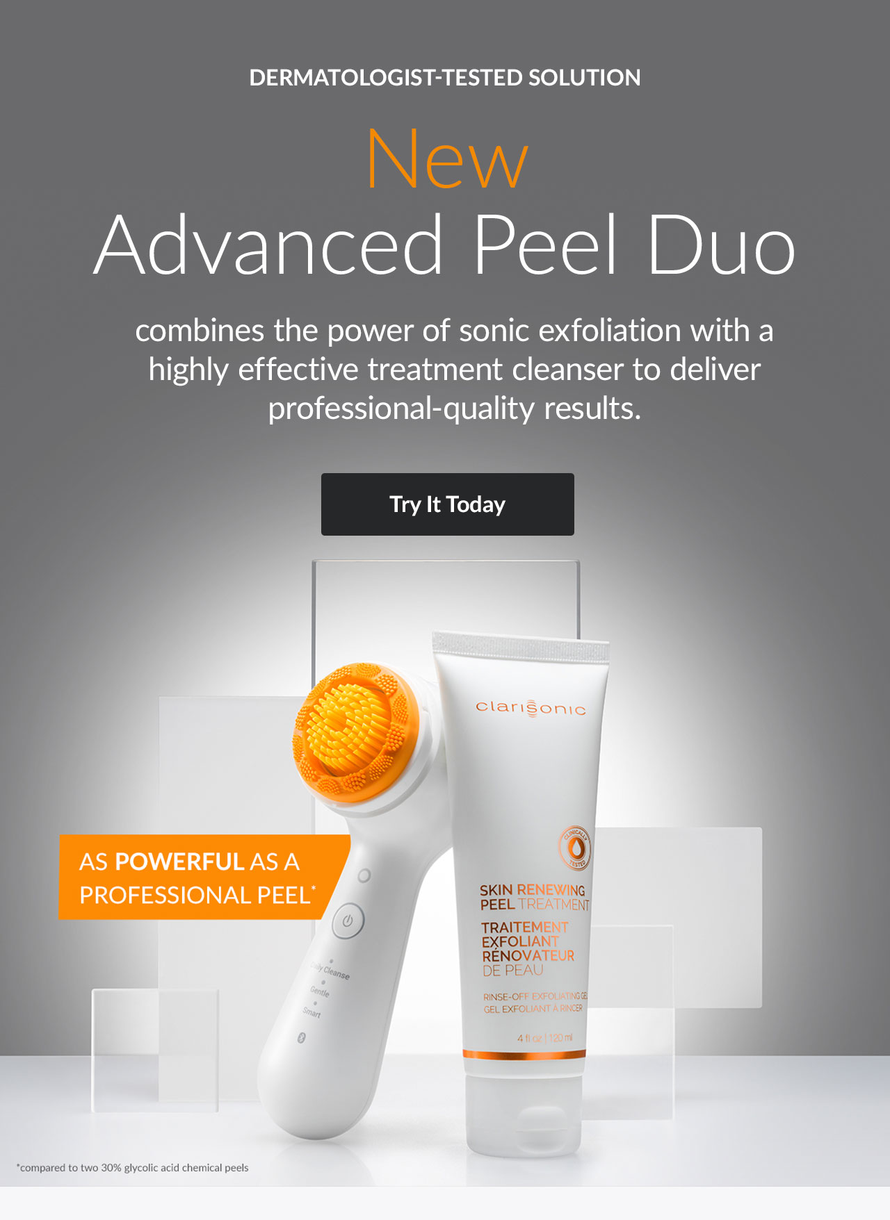 clarisonic skin renewing peel treatment glycolic acid cleanser