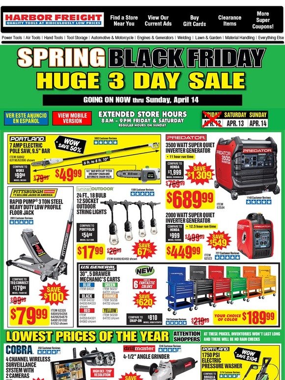 Harbor Freight Tools DON'T MISS OUT • Spring Black Friday • Huge 3 Day