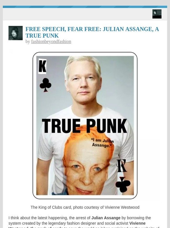 [New post] FREE SPEECH, FEAR FREE: JULIAN ASSANGE, A TRUE PUNK