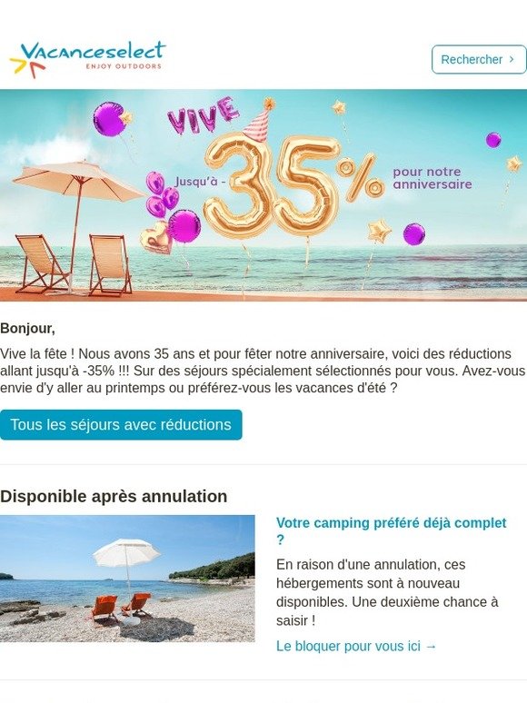 Les meilleures propositions de séjour pour vous !