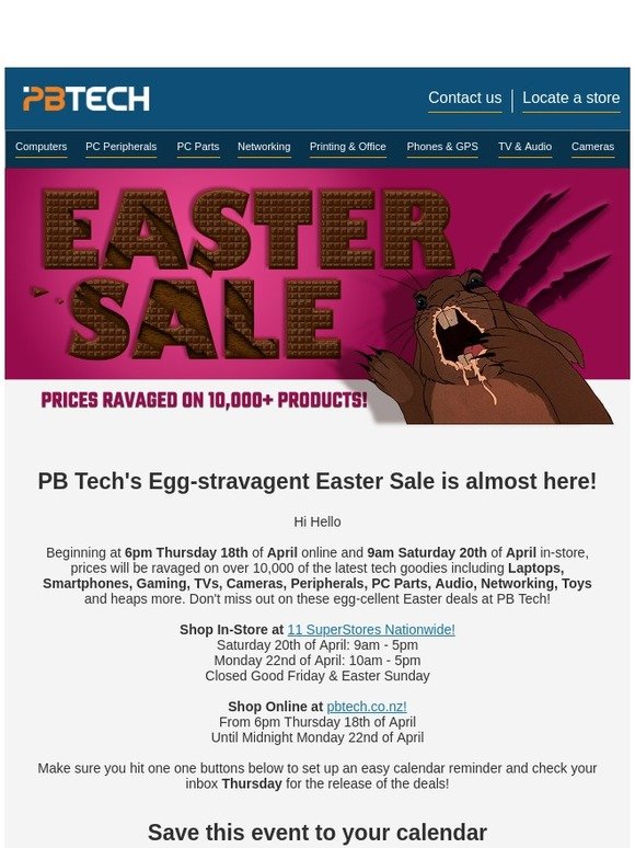 PB Tech PB s Huge Easter Sale View all the HOT Deals now Milled