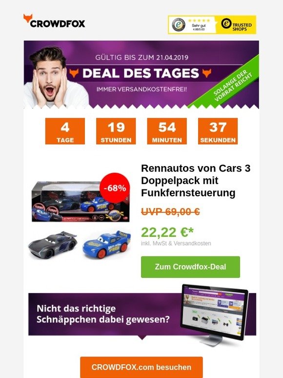 [Deal des Tages -68%] 🔥 Rennautos von Cars 3 Doppelpack mit Funkfernsteuerung
