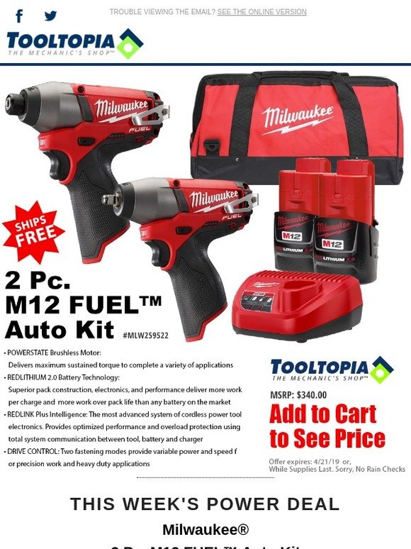 ToolTopia.com: SUPER ToolDeal 🔷 Milwaukee® 2 Pc. M12 FUEL Auto ...