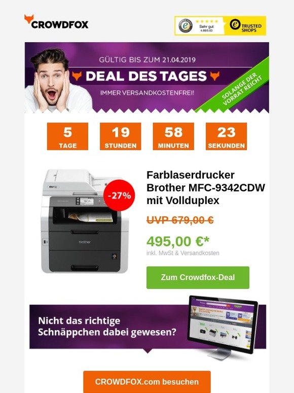 [Deal des Tages -27%] 🔥 Farblaserdrucker Brother MFC-9342CDW mit Vollduplex