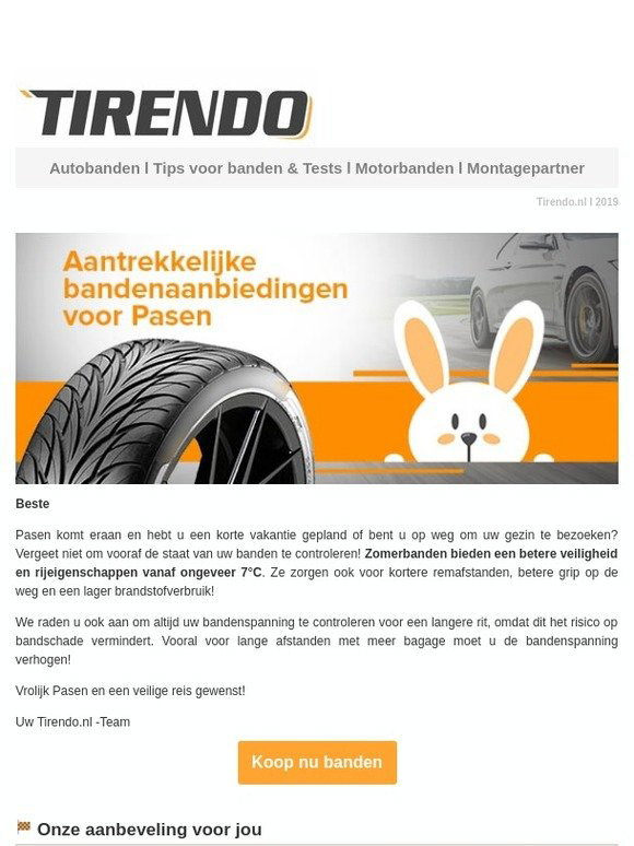 september spuiten Hiel Tirendo NL: Aantrekkelijke bandenaanbiedingen voor Pasen | Milled