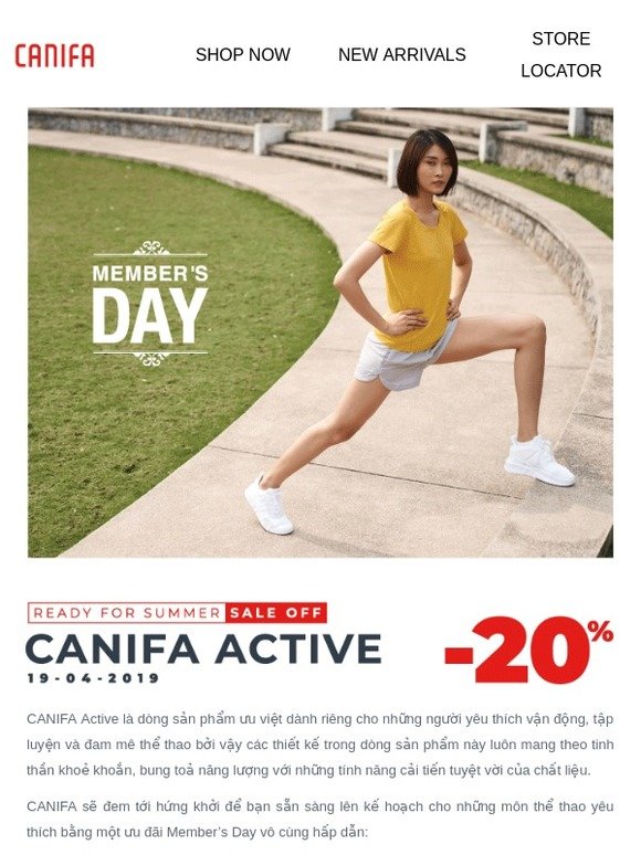 Member's Day - Ưu đãi 20% sản phẩm Active