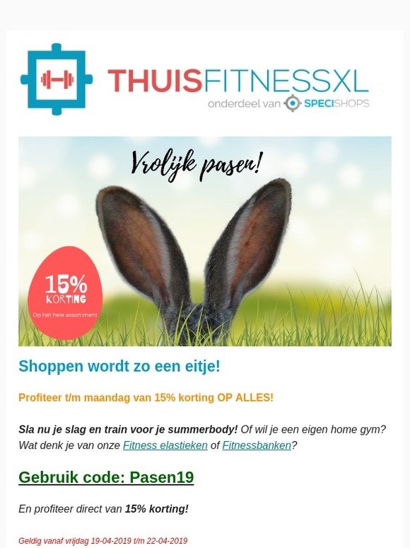 15% Paaskorting op ALLES! Profiteer snel! Vrolijk Pasen...
