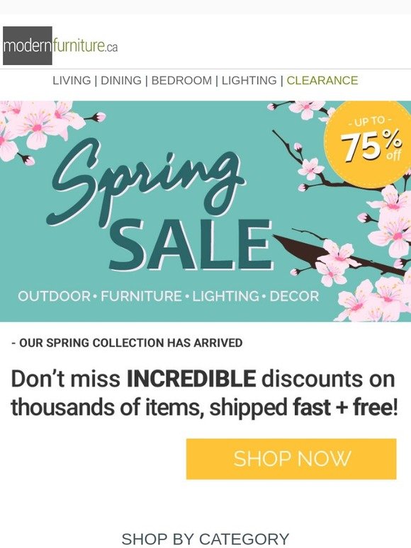 Up to 75% OFF - Our Spring Sale Starts Today!