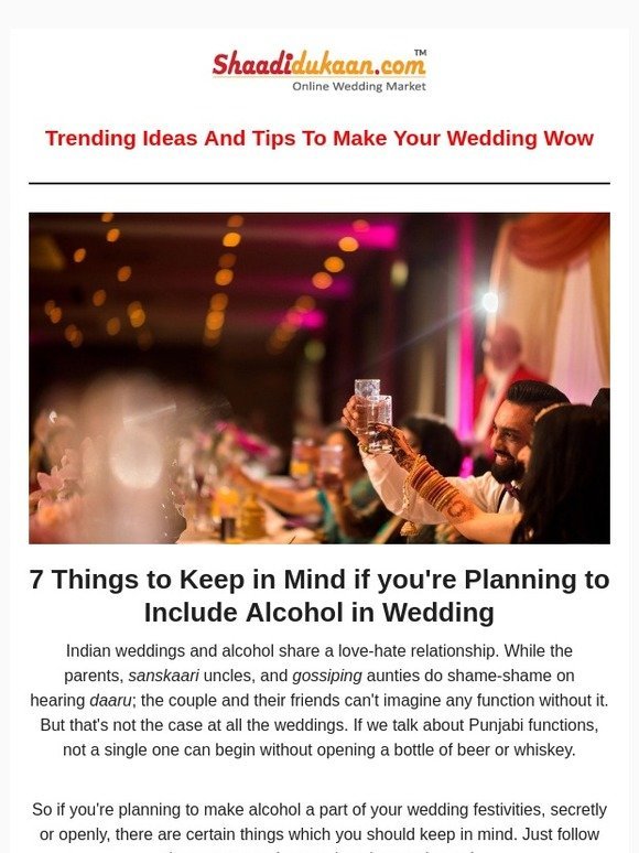 Things to Keep in Mind if you're Planning to Include Alcohol in Wedding