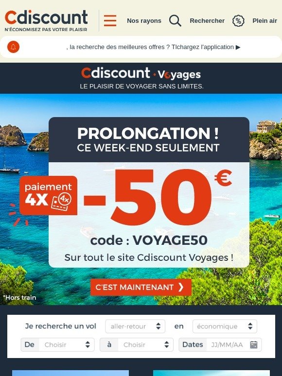 Prolongation : -50€ sur toutes les offres !