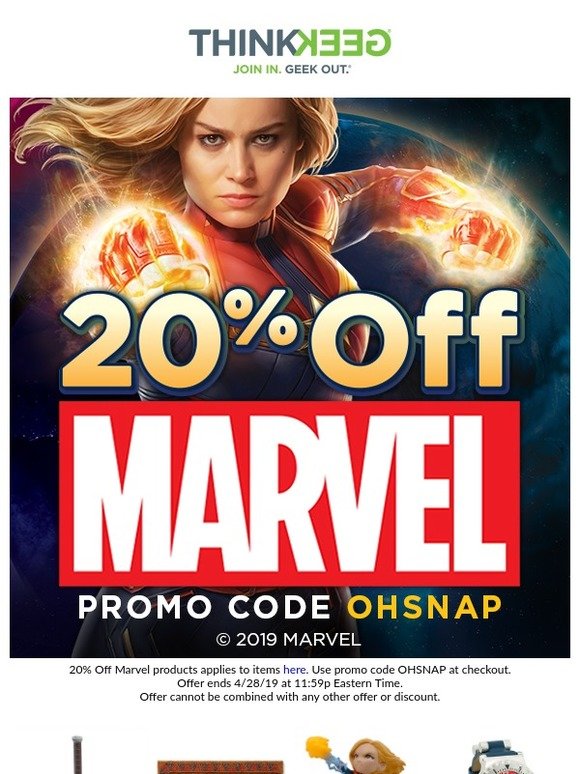 Marvel Merch is Higher. Further. Faster. And 20% Off!