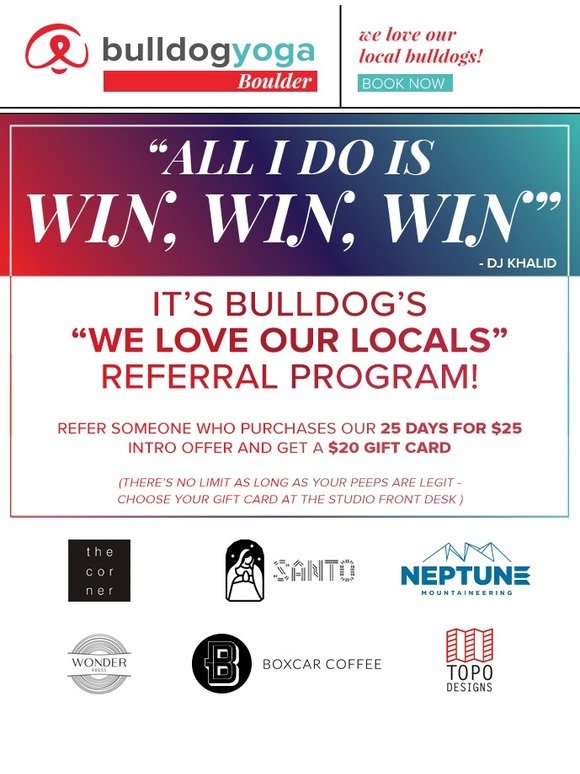 refer your peeps and get awesome local gift cards!
