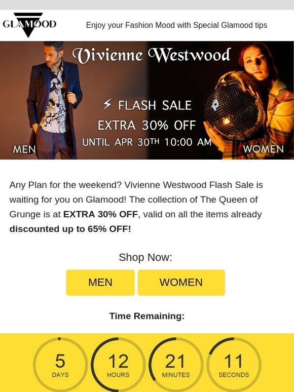 ⚡ VIVIENNE WESTWOOD FLASH SALE: Extra 30% Off on all the items already discounted up to 65%