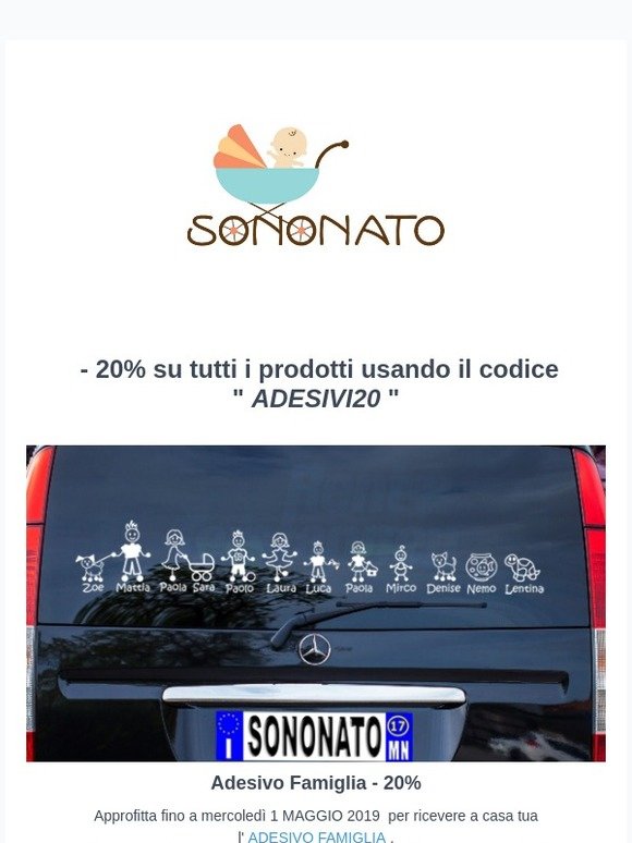 Adesivi Famiglia e tutti gli altri prodotti scontati del 20%