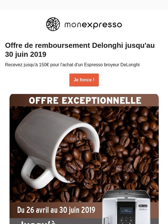 🌴 Recevez jusqu'à 150€ pour l'achat d'un Espresso broyeur DeLonghi