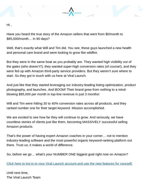 Amazon sellers go from $0/month to $85K/month!